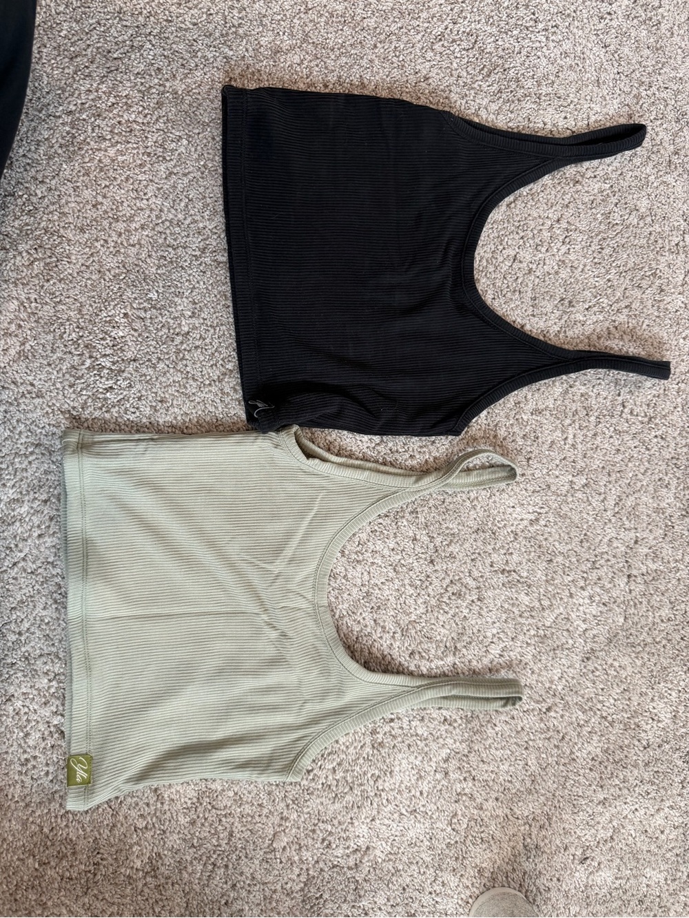 YoungLA Ribbed Scoop Neck Crop - Black and Sage